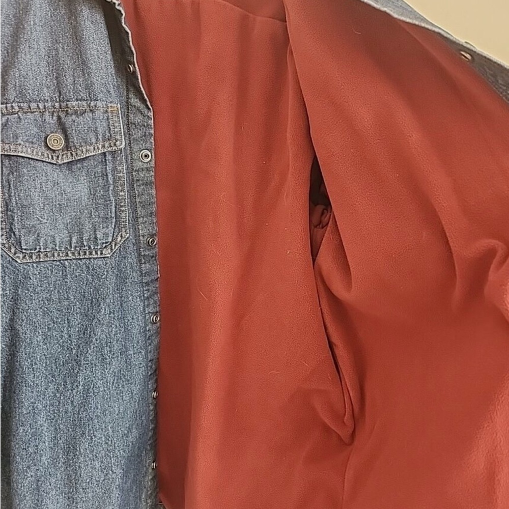 Duluth Trading Co. Chore Jacket Mens L Blue Denim Button Up Fleece Lined - Picture 4 of 7